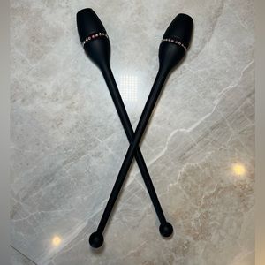 Rhythmic Gymnastics Clubs Black Rubber SASAKI 44cm with Removable Swarovski Crys